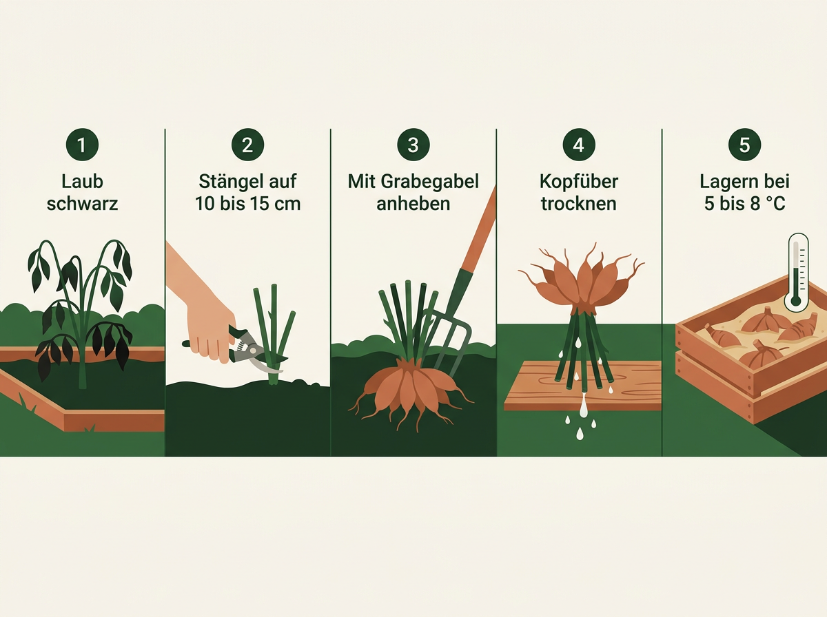 Vom Beet ins Winterlager: die fünf Arbeitsschritte beim Überwintern von Dahlien.