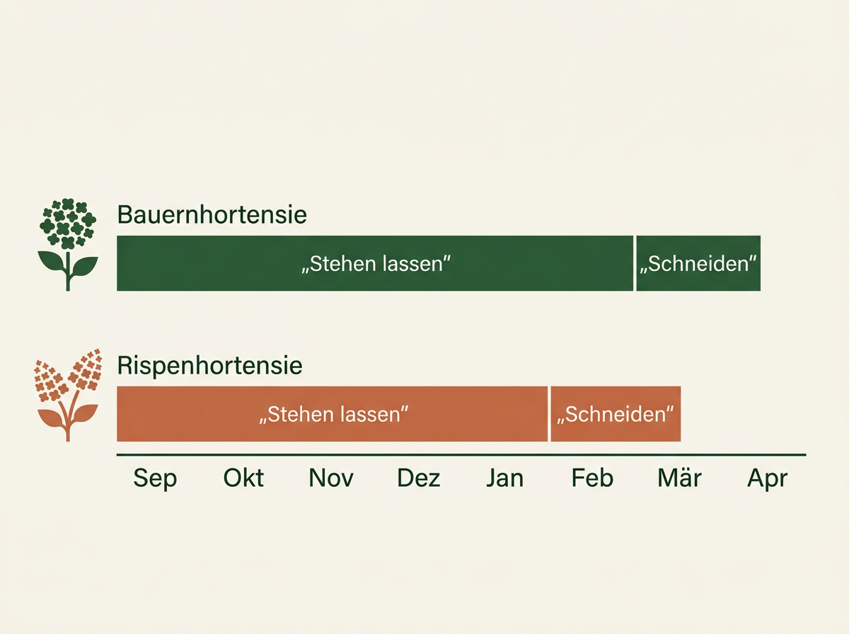 Zwischen Herbst und Frühjahr: wann Bauern- und Rispenhortensien ihren Hauptschnitt bekommen.