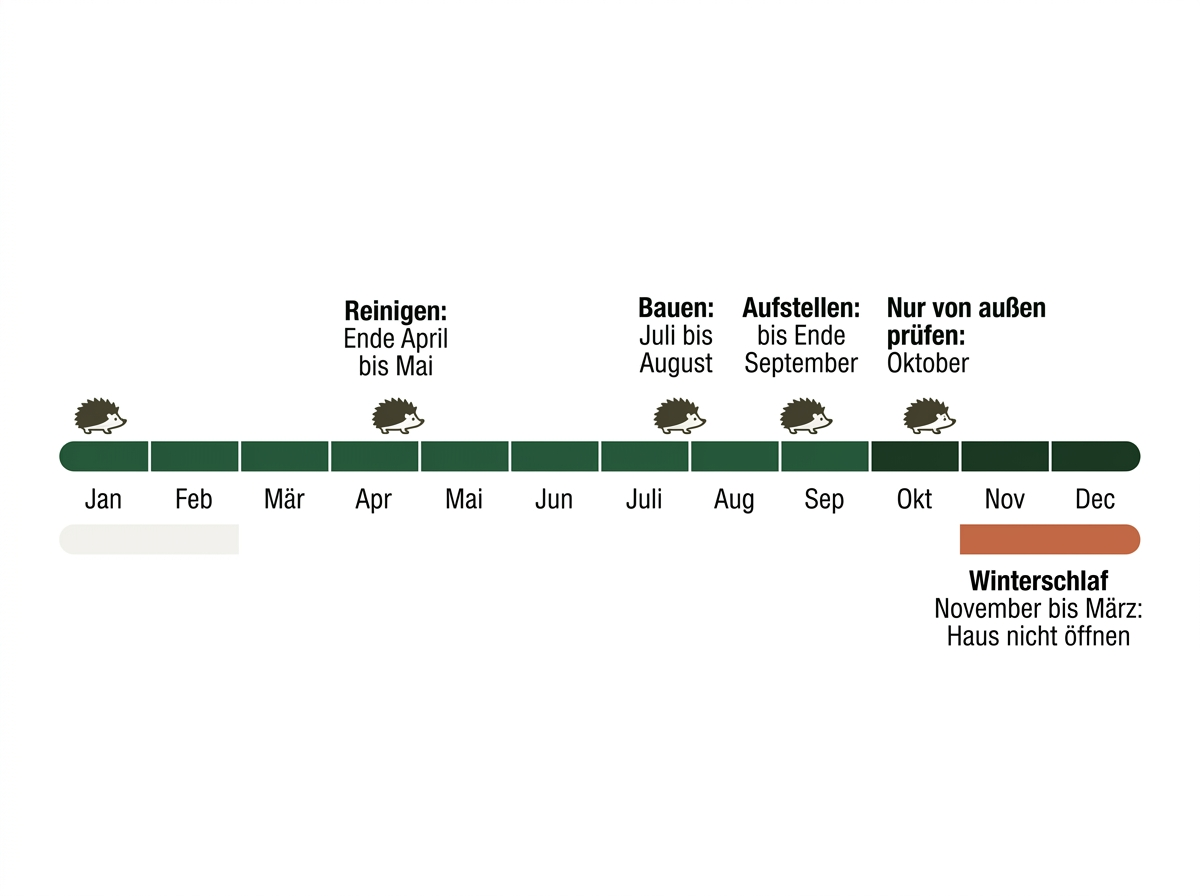Zeitachse: aufstellen bis September, öffnen erst nach Ende April.