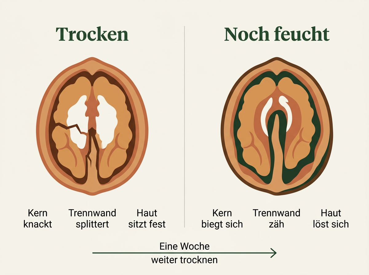 Trockenprobe: So unterscheidet sich ein fertig getrockneter Kern von einem noch feuchten.